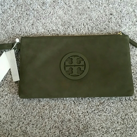Tory Burch Handbags - Tory Burch Green Suede Clutch